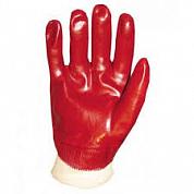 Перчатки маслобензостойкие трикотажные, полное красное ПВХ покрытие